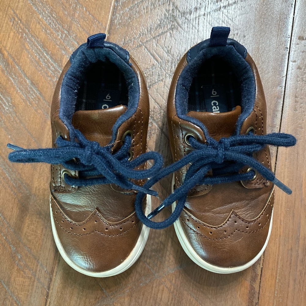 Carter brand, brown dress shoes, toddler 6